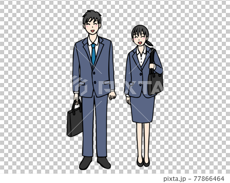 身著微笑新兵服的年輕男女的全身形象 身著微笑新兵服的年輕男女的全身形象 77866464