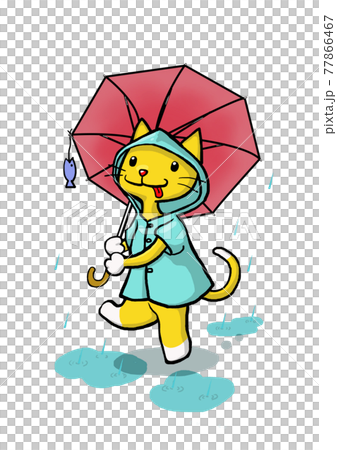 A cat holding an umbrella is walking A cat holding an umbrella is walking 77866467
