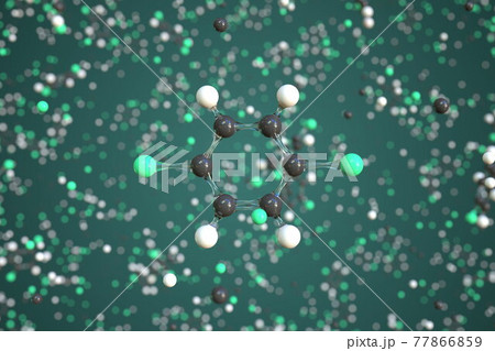 P-dichlorobenzene molecule made with balls, conceptual molecular model. Chemical 3d rendering 77866859