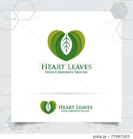 Agriculture logo design with concept of leaves icon and heart love vector. Green nature logo used for agricultural systems, farmer, and plantation products. 77867305