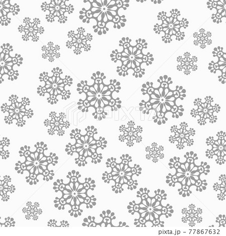 Winter seamless pattern with grey snowflakes on white background. Vector illustration for fabric, textile wallpaper, posters, gift wrapping paper. Christmas vector illustration. Falling snow 77867632