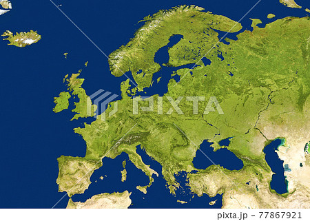 Europe map in global satellite photo 77867921