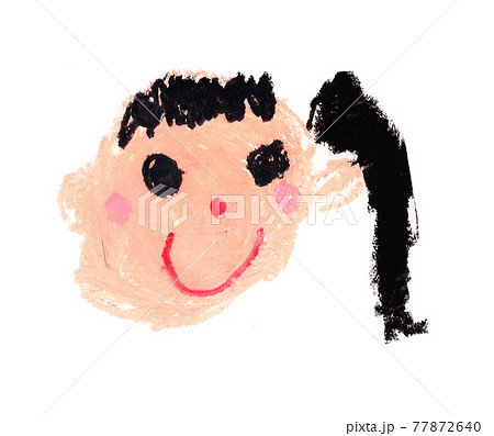 子供が描いたポニーテールの女の子のイラスト素材