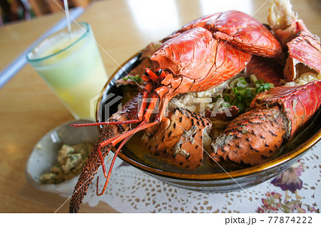 石垣島で食べたヤシガニそばの写真素材