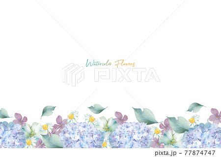 いろいろな淡い色の花のフレームのイラスト素材