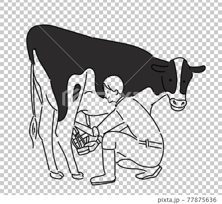 Agricultural girls Dairy girls Dairy women Illustrations Milk Black and white Monochrome 77875636