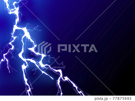 雷 カミナリ　背景 フレーム　グラフィック イラスト　青 77875693