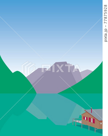 ブライエス湖　lago　di　braies　イタリア　italia　夏風景 77875928