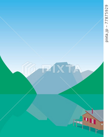 ブライエス湖　lago　di　braies　イタリア　italia　夏風景 77875929