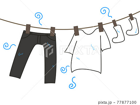 干されてる洗濯もののイラスト素材