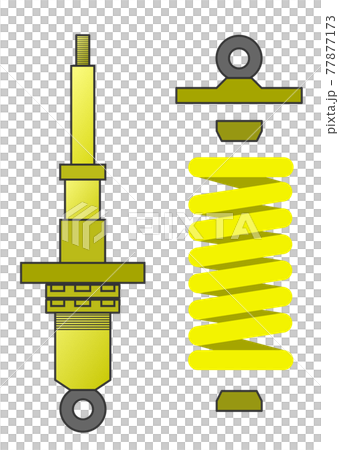 ショックアブソーバーをメンテナンスで分解しているイラスト 77877173