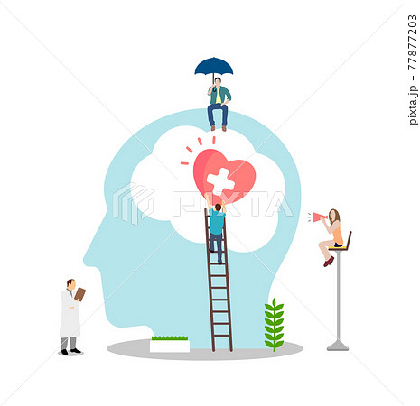メンタルヘルス・心の病気・メンタルケア コンセプトイラスト 77877203