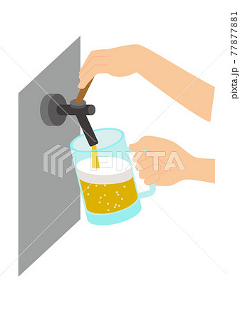ビールサーバーでビールを注いでいるイラストのイラスト素材