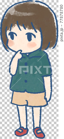 指を吸う子供のかわいらしいマンガ風なイラストのイラスト素材