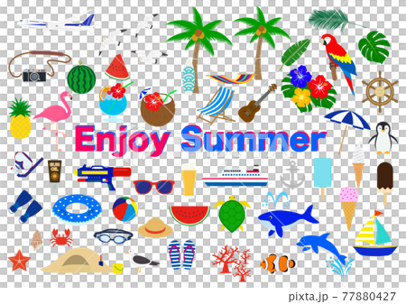 Summer icon set material illustration 77880427