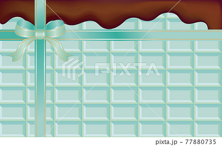 チョコミント ミントチョコ ギフト 板チョコ リボン コピースペース 背景 壁紙 イラスト素材のイラスト素材