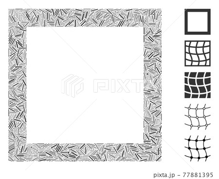 Line Collage Contour Square Vector Icon 77881395