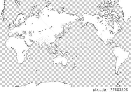 3D球体マッピング用世界地図　海洋部分は透過 77883808