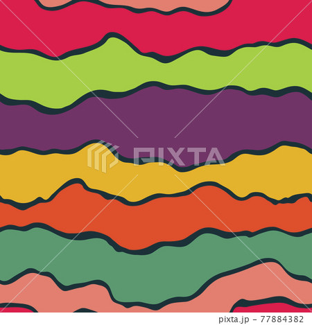 Seamless pattern colored striped with wavy lines. Geometric lines background organic theme. Water texture. Striped minimalistic summer holiday background. Vector lines decorative design for textile Seamless pattern colored striped with wavy lines. Geometric lines background organic theme. Water texture. Striped minimalistic summer holiday background. Vector lines decorative design for textile 77884382