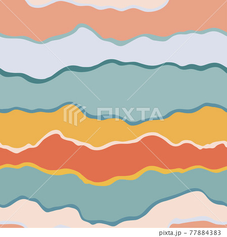 Seamless pattern colored striped with wavy lines. Geometric lines background organic theme. Water texture. Striped minimalistic summer holiday background. Vector lines decorative design for textile 77884383