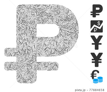 Line Collage Rouble Icon Line Collage Rouble Icon 77884658