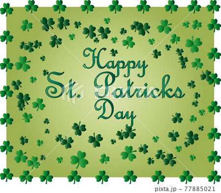 Saint Patrick's Day greeting card with sparkled green clover leaves and text. Inscription - Happy St. Patricks Day 77885021