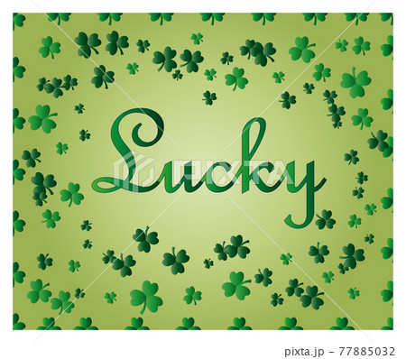 Saint Patrick's Day greeting card with sparkled green clover leaves and text. Inscription Saint Patrick's Day greeting card with sparkled green clover leaves and text. Inscription 77885032