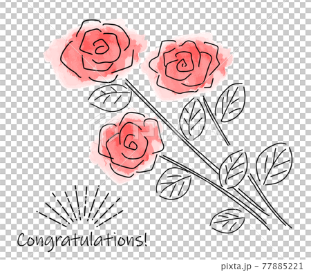 バラのシンプルタッチイラストのイラスト素材