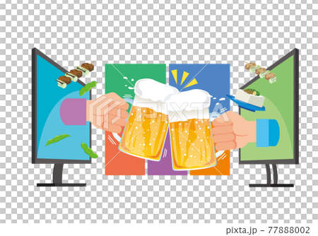 リモート飲み会のイメージイラスト 77888002