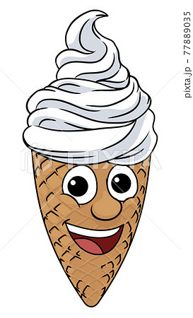 Ice Cream Cone Cartoon Character Mascot - Stock Illustration [77889035] -  PIXTA