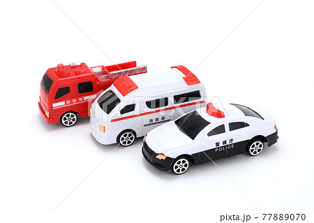 パトカー 救急車 消防車の写真素材