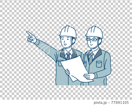 打ち合わせをする　現場監督　建築士　男性　計画　スケジュール　イラスト素材 77891105