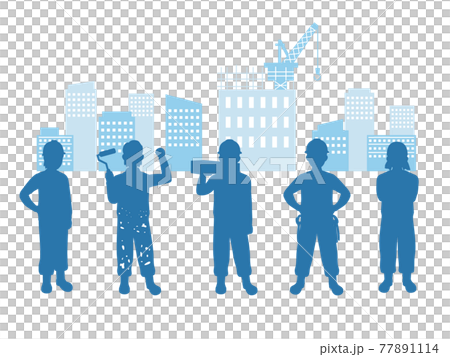 現場監督　大工　土方　鳶職　塗装工　職人　シルエット　男性　働く人々　イラスト素材 77891114