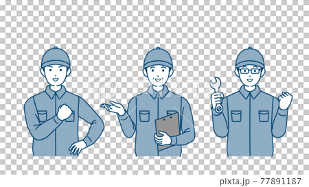 Contractor mechanic Male upper body in work clothes Illustration material Contractor mechanic Male upper body in work clothes Illustration material 77891187