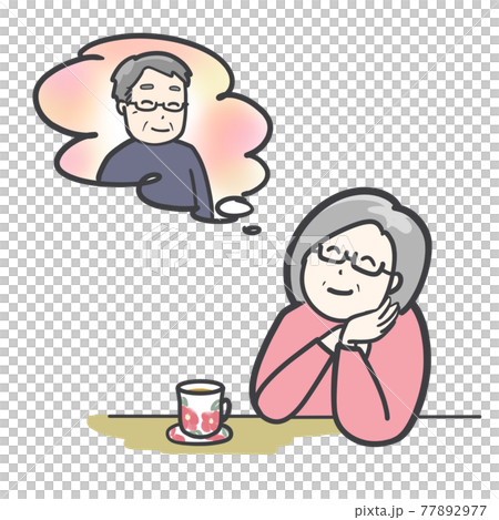 男性のことを思い出すシニア女性 77892977