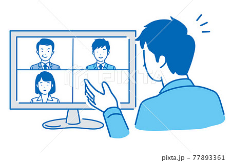 オンライン会議 ウェブ会議 テレワーク イラストのイラスト素材