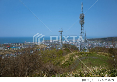 留萌市千望台から見た市内と日本海 留萌市千望台から見た市内と日本海 77894079