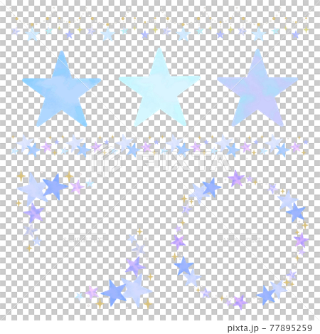 星星裝飾材料設置藍色（水彩風格矢量） 77895259