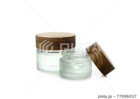 Jars of styling gel isolated on white background 77896037