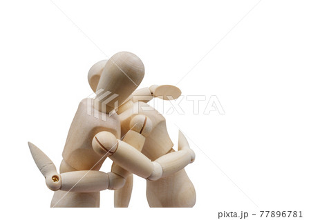 抱き合ってキスをするデッサン人形の写真素材