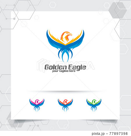 Eagle mascot logo design vector with concept of flying phoenix flapping wings illustration. 77897398