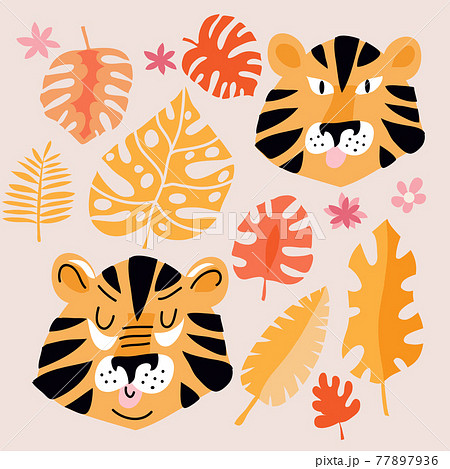 Tiger and flowers set 1 77897936