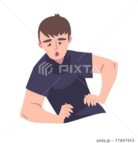 Sick Man Suffering from Coordination Disorders, Symptom of Heart Stroke Cartoon Vector Illustration 77897953