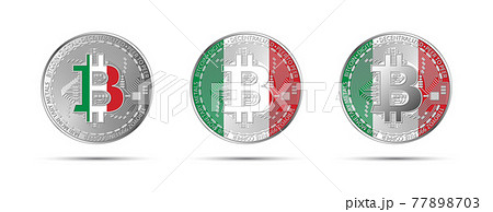 Three Bitcoin crypto coins with flag of Italy. Money of the future. Modern cryptocurrency vector illustration Three Bitcoin crypto coins with flag of Italy. Money of the future. Modern cryptocurrency vector illustration 77898703