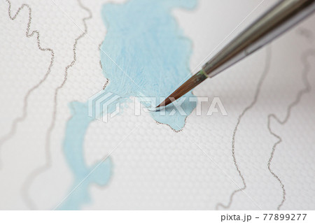 Painting Art. Drawing By Numbers Using Brushes, Numbered Paints 77899277