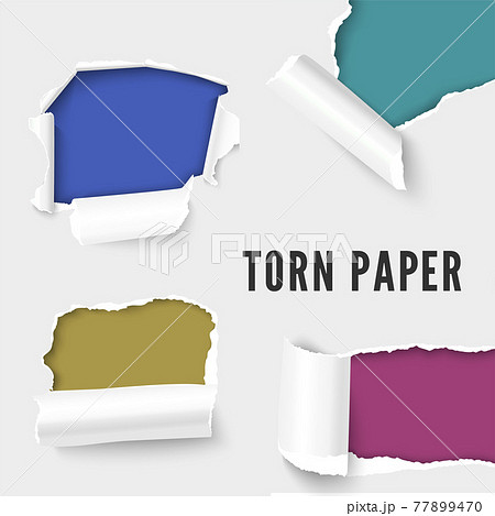 Realistic vector illustration of hole in white paper  77899470