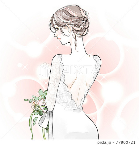 綺麗な花嫁 背景付き のイラスト素材