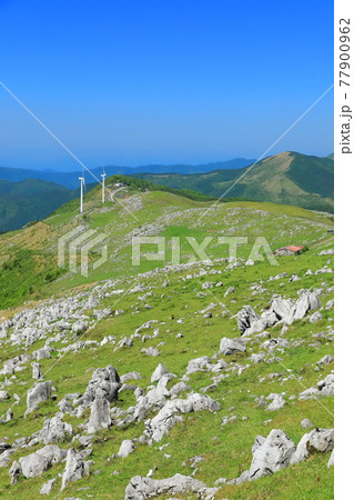 快晴下の四国カルスト（五段高原から見た姫鶴平） 77900962