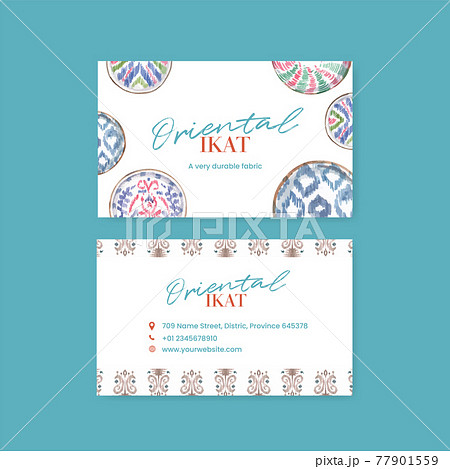 Name card template with ikat concept,watercolor style Name card template with ikat concept,watercolor style 77901559