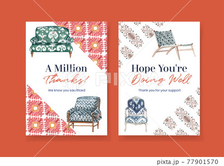 Card template with ikat concept,watercolor style Card template with ikat concept,watercolor style 77901570